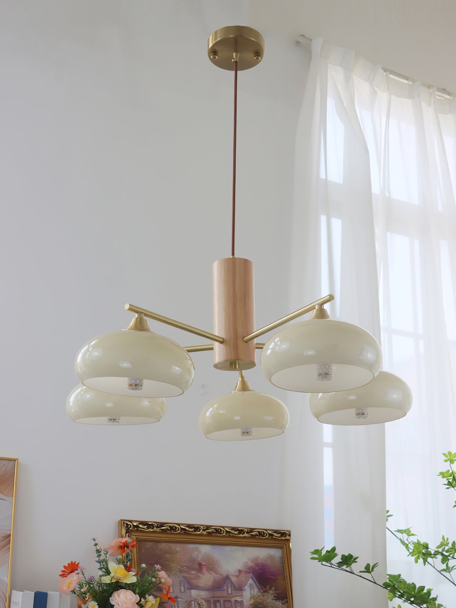 Modern Elliptical Persimmon Chandelier – Ceiling Light Fixture