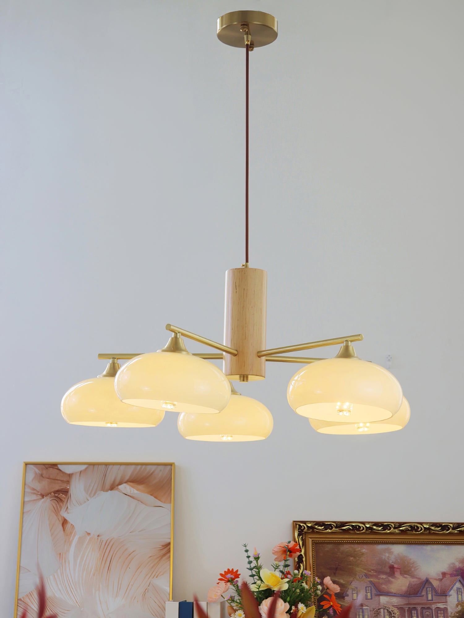Modern Elliptical Persimmon Chandelier – Ceiling Light Fixture