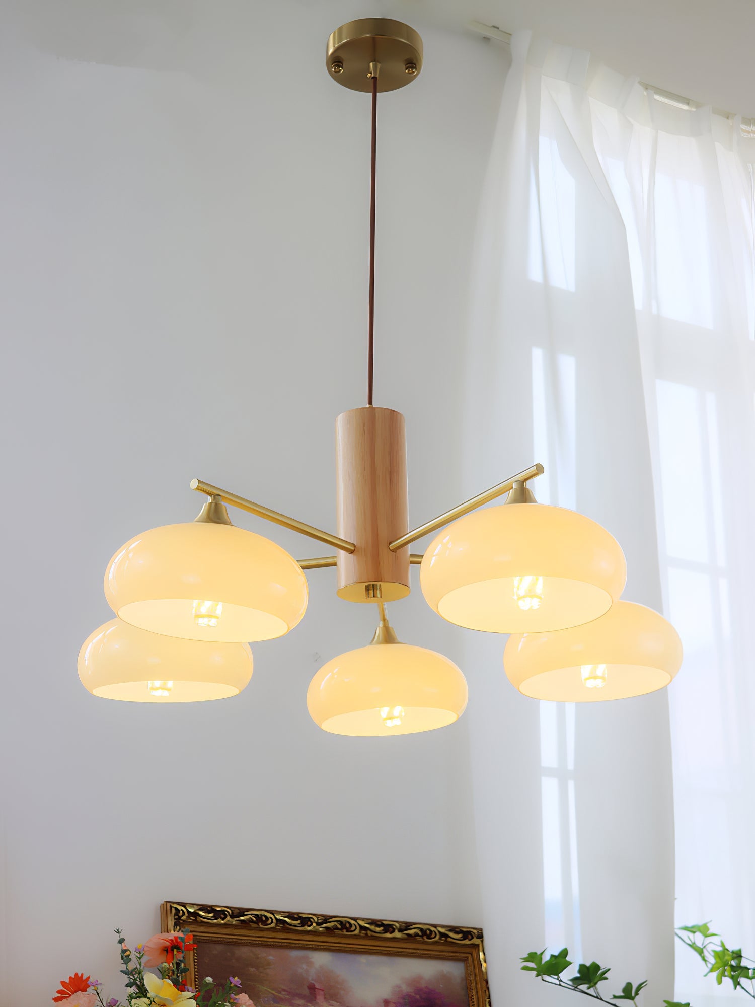 Modern Elliptical Persimmon Chandelier – Ceiling Light Fixture