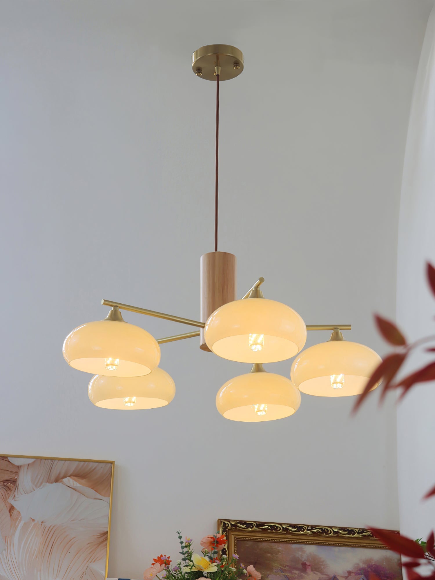 Modern Elliptical Persimmon Chandelier – Ceiling Light Fixture