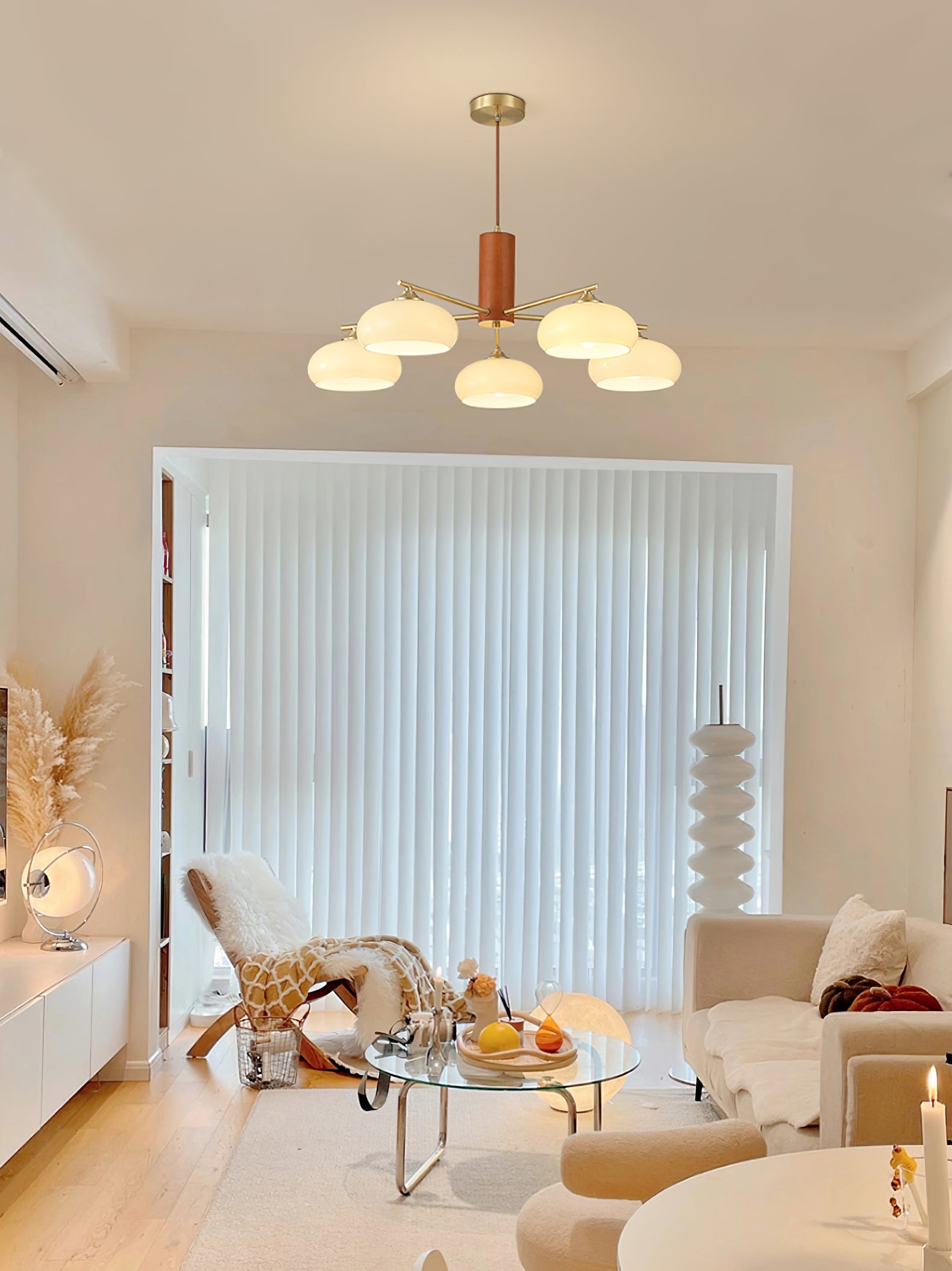 Modern Elliptical Persimmon Chandelier – Ceiling Light Fixture