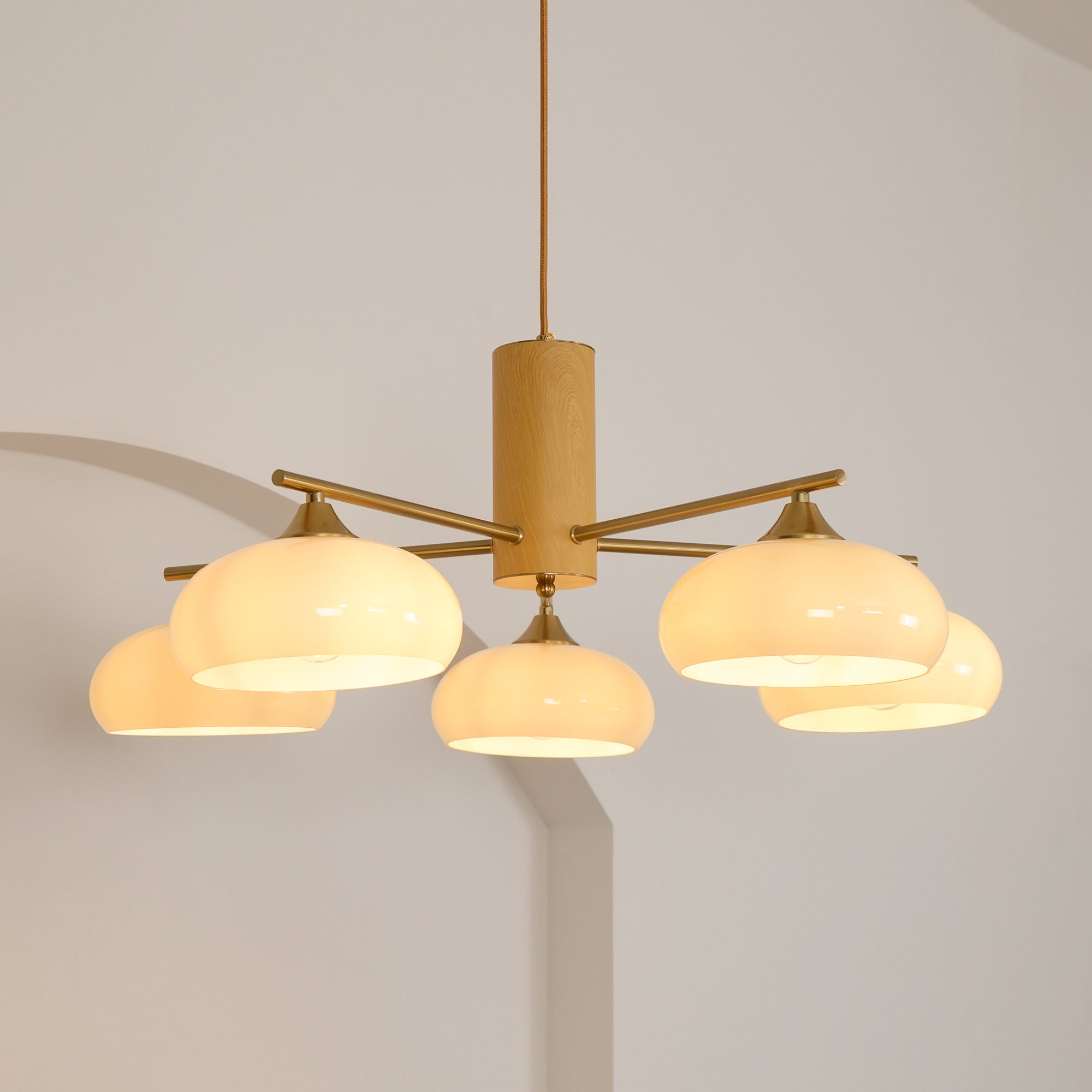 Modern Elliptical Persimmon Chandelier – Ceiling Light Fixture