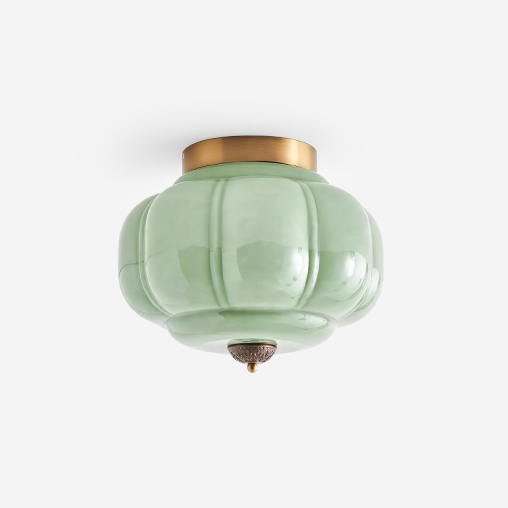 Flush Mount Ceiling Lamp – Stylish Green Glass Fixture