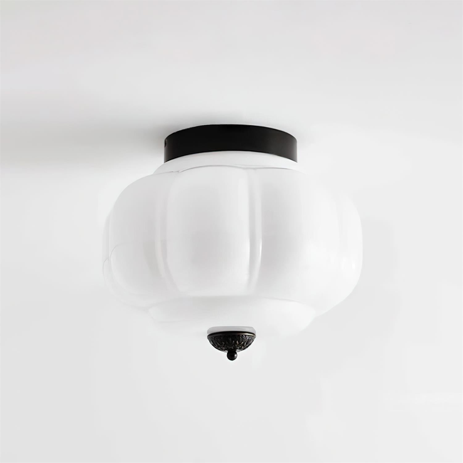 Flush Mount Ceiling Lamp – Stylish Green Glass Fixture