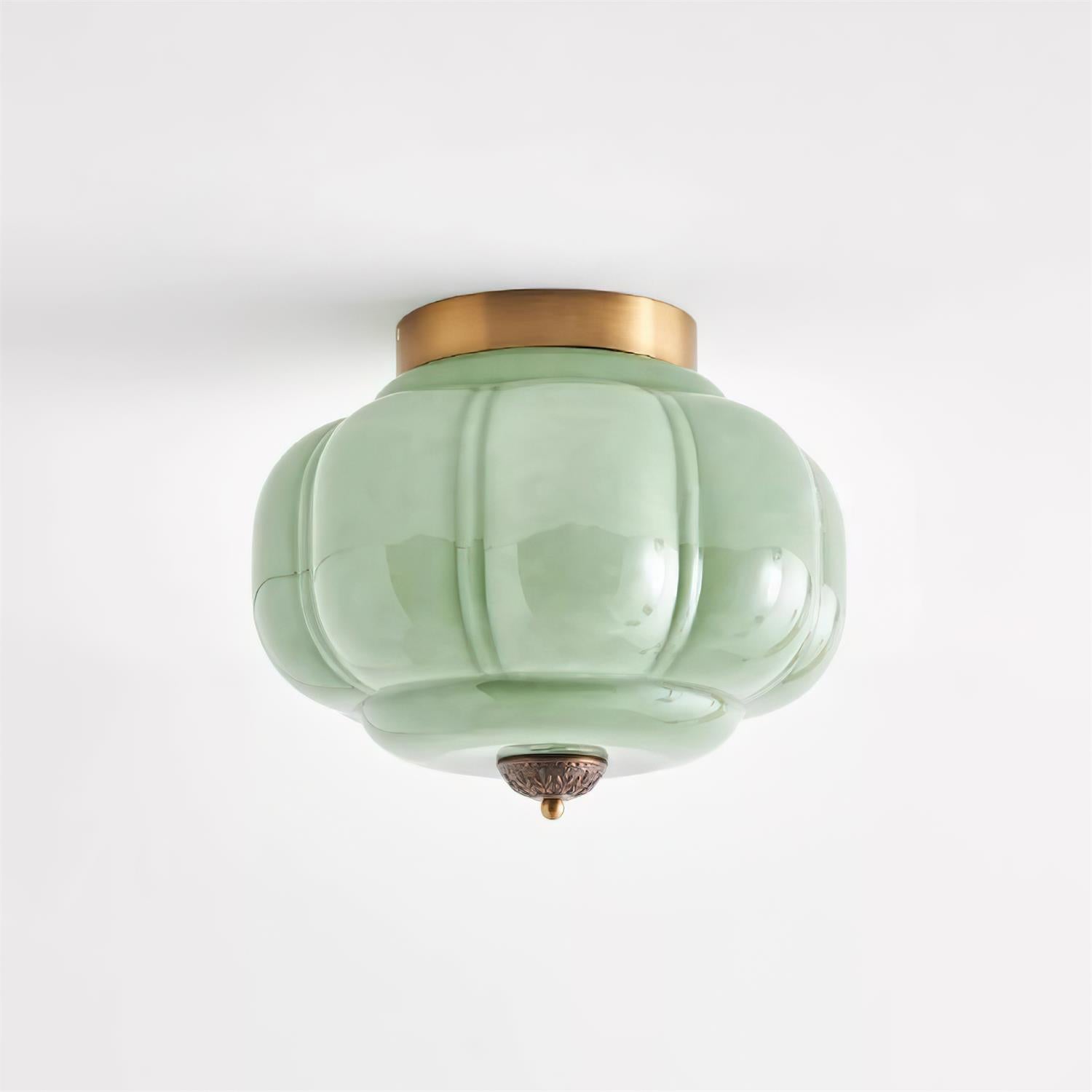 Flush Mount Ceiling Lamp – Stylish Green Glass Fixture
