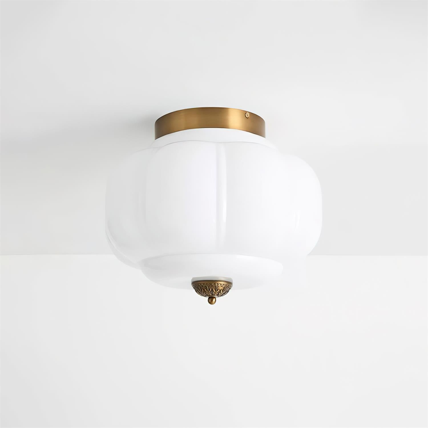 Flush Mount Ceiling Lamp – Stylish Green Glass Fixture