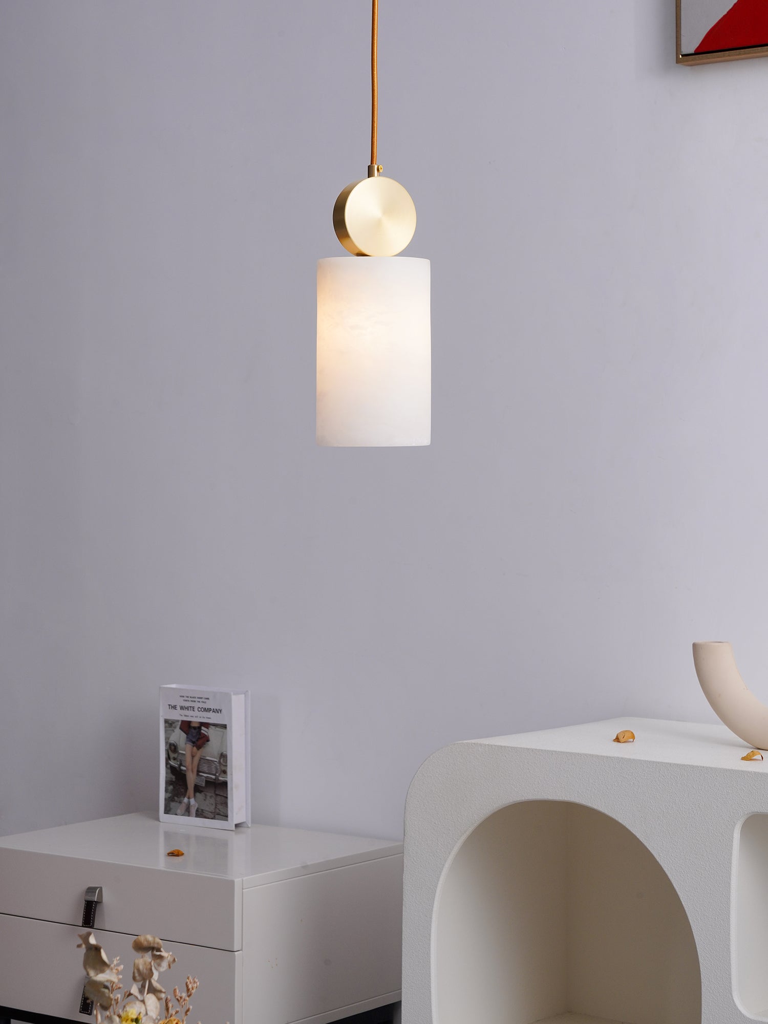 Alabaster Pendant Light – Modern Brass Ceiling Fixture