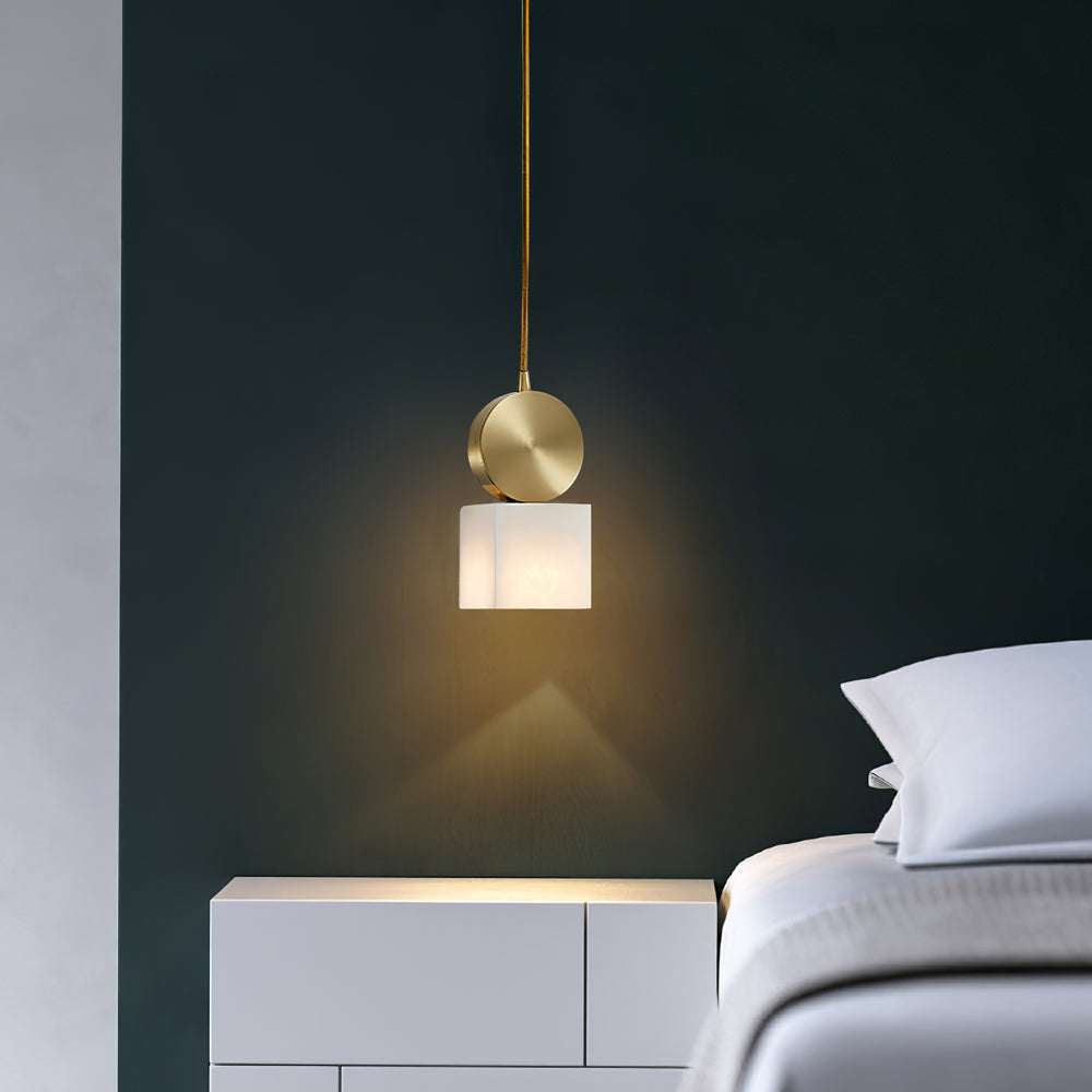 Alabaster Pendant Light – Modern Brass Ceiling Fixture