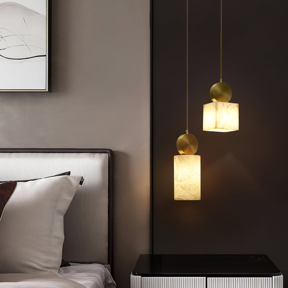 Alabaster Pendant Light – Modern Brass Ceiling Fixture