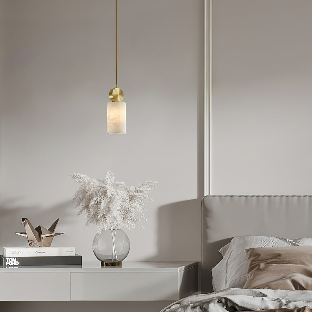 Alabaster Pendant Light – Modern Brass Ceiling Fixture