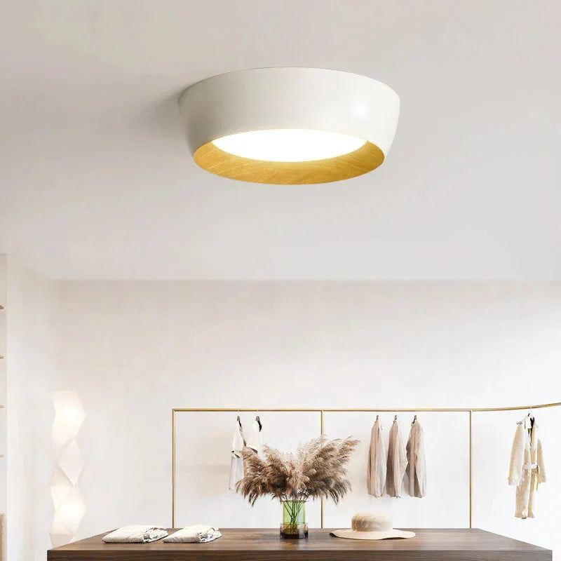 Energy-Saving Japanese LED Ceiling Light | Metal & Wood Blend
