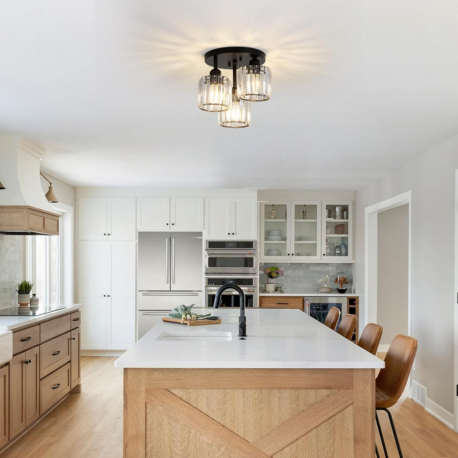 Elegant Modern Crystal Ceiling Lights – Semi-Recessed Design