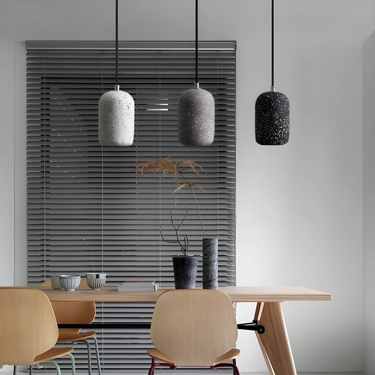 Cement-Finished Metal Pendant Light