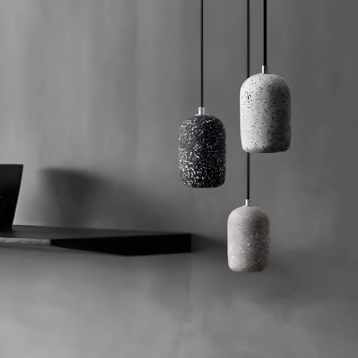 Cement-Finished Metal Pendant Light