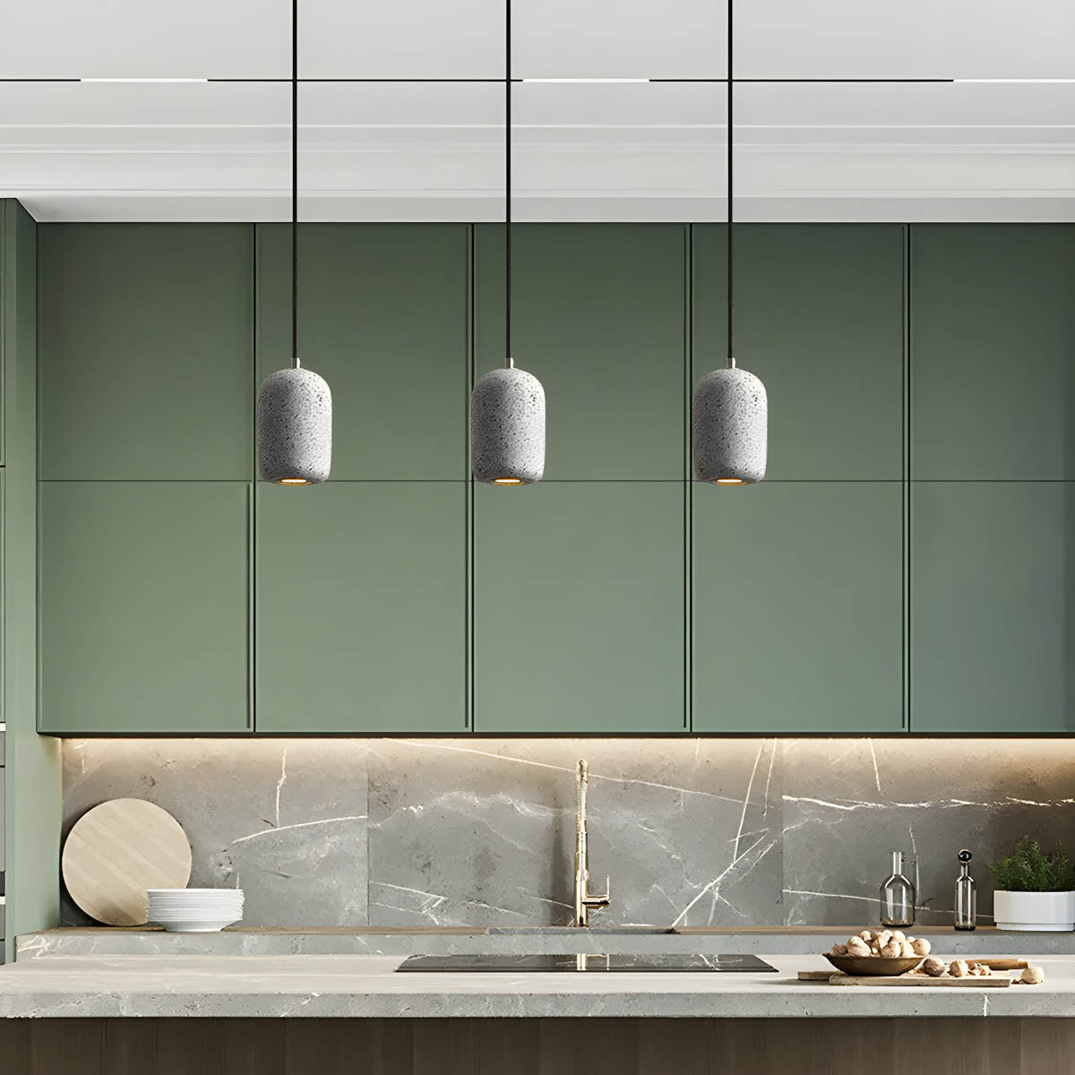 Cement-Finished Metal Pendant Light