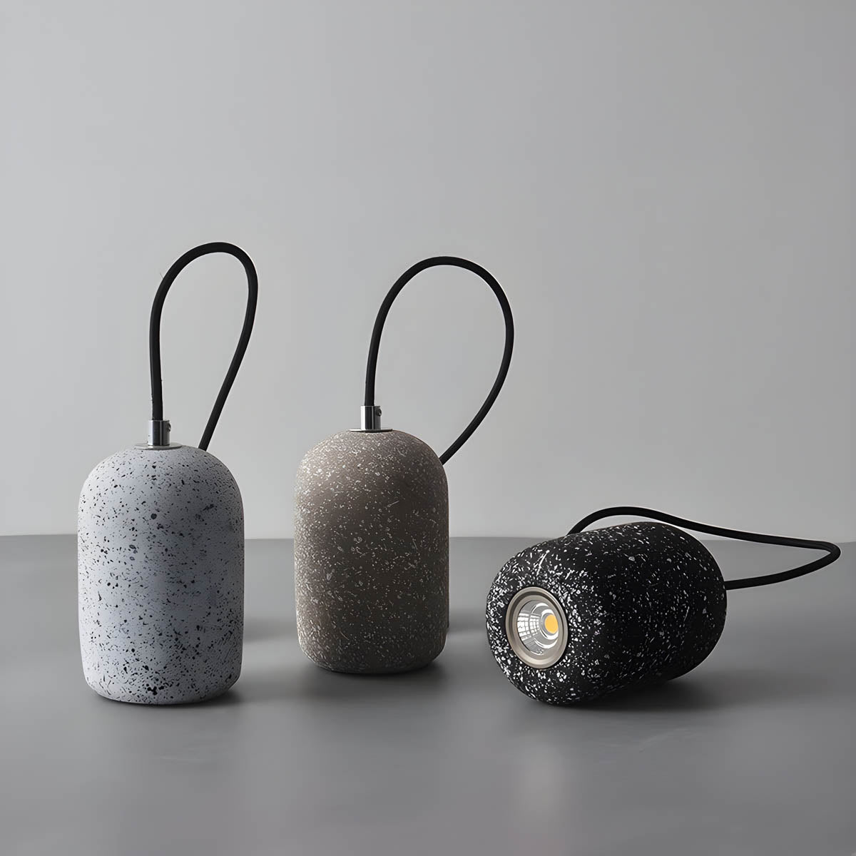 Cement-Finished Metal Pendant Light