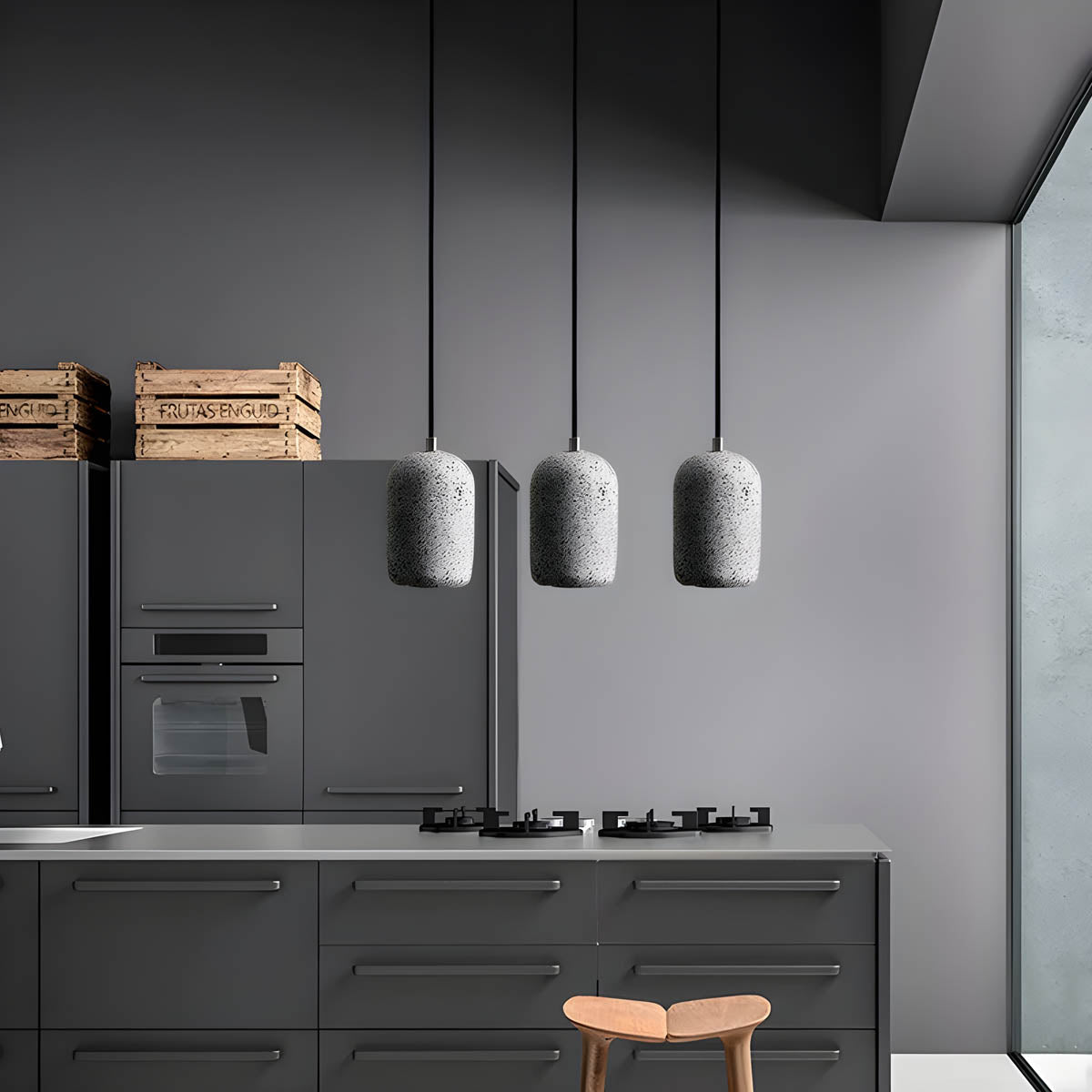 Cement-Finished Metal Pendant Light
