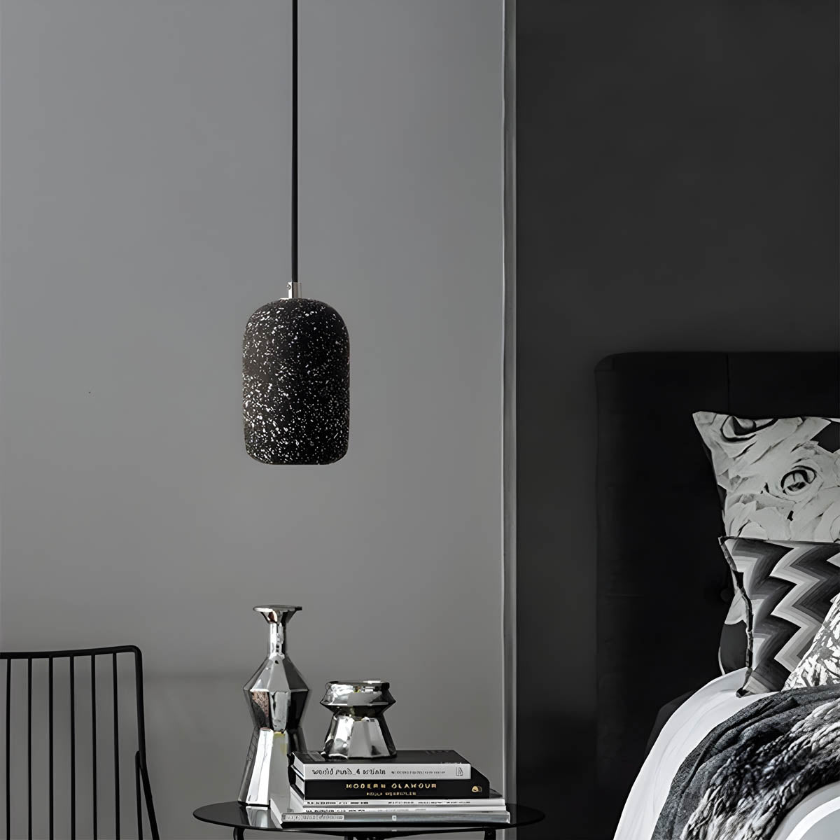 Cement-Finished Metal Pendant Light