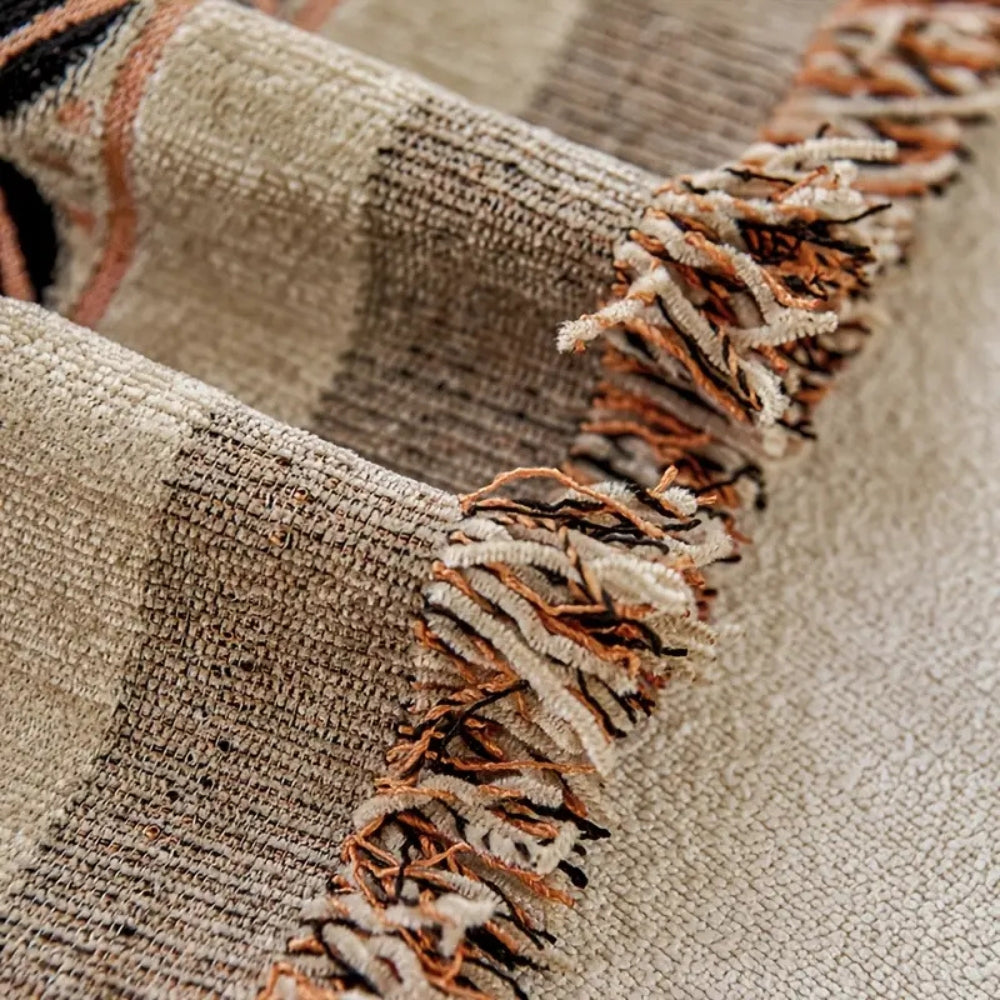Stylish Tasseled Sofa Throw with Floral Bohemian Design