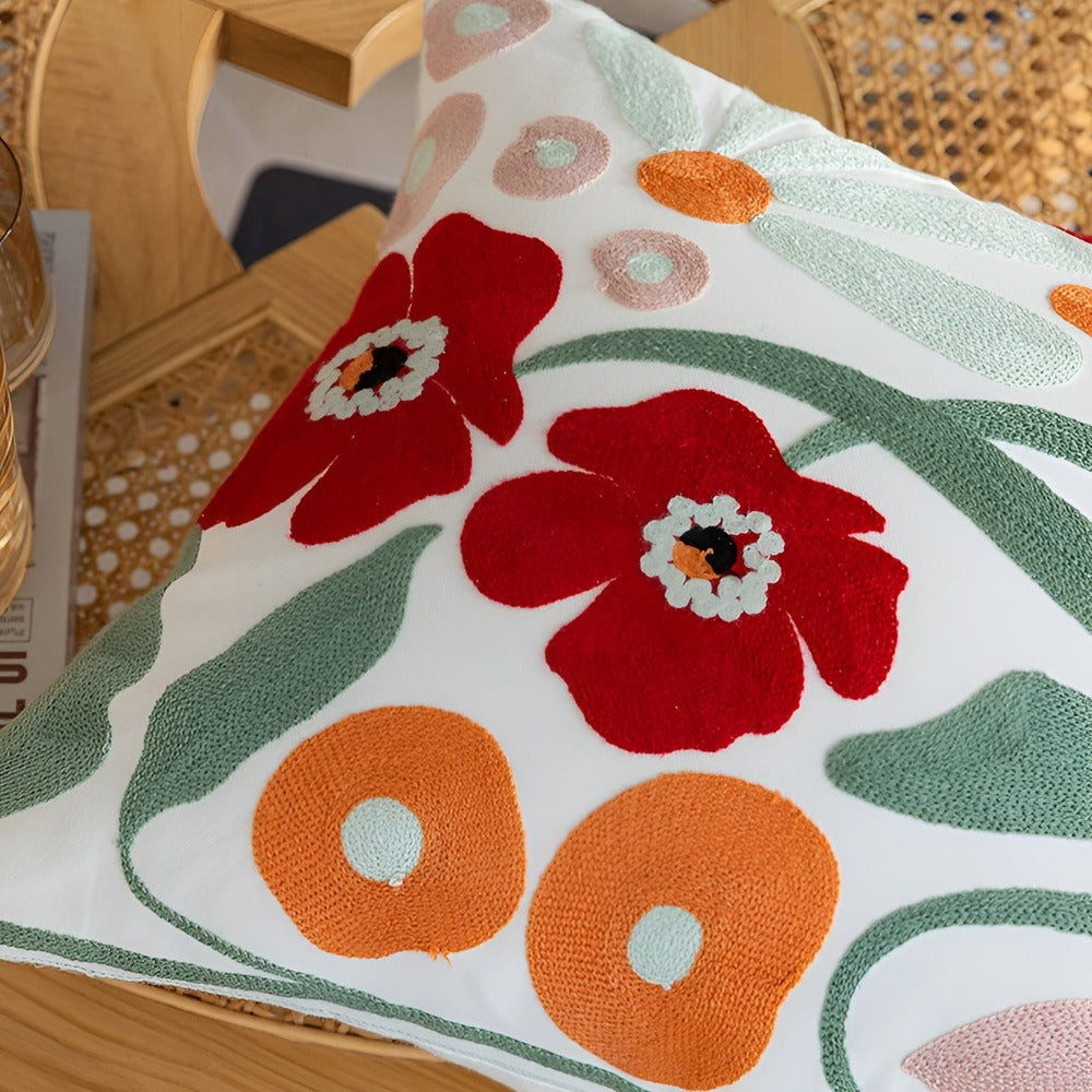 Floral Stitch Design Pillow Cover