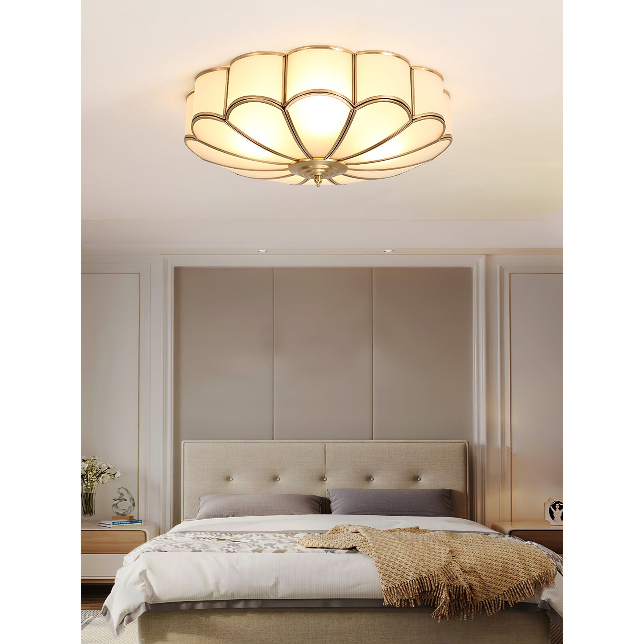 Flower Shape Glass Ceiling Lamp – Decorative Flush Mount Light Fixture