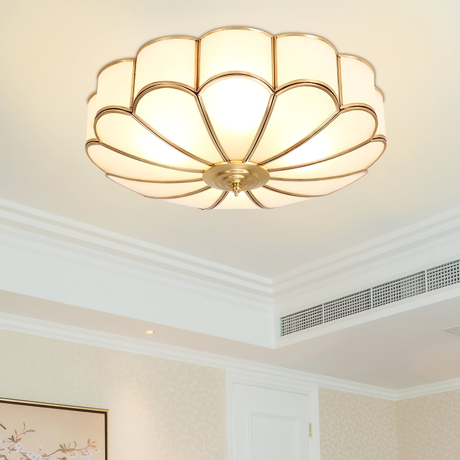 Flower Shape Glass Ceiling Lamp – Decorative Flush Mount Light Fixture