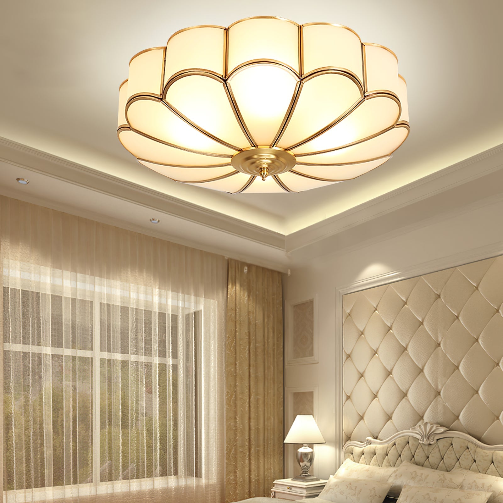Flower Shape Glass Ceiling Lamp – Decorative Flush Mount Light Fixture