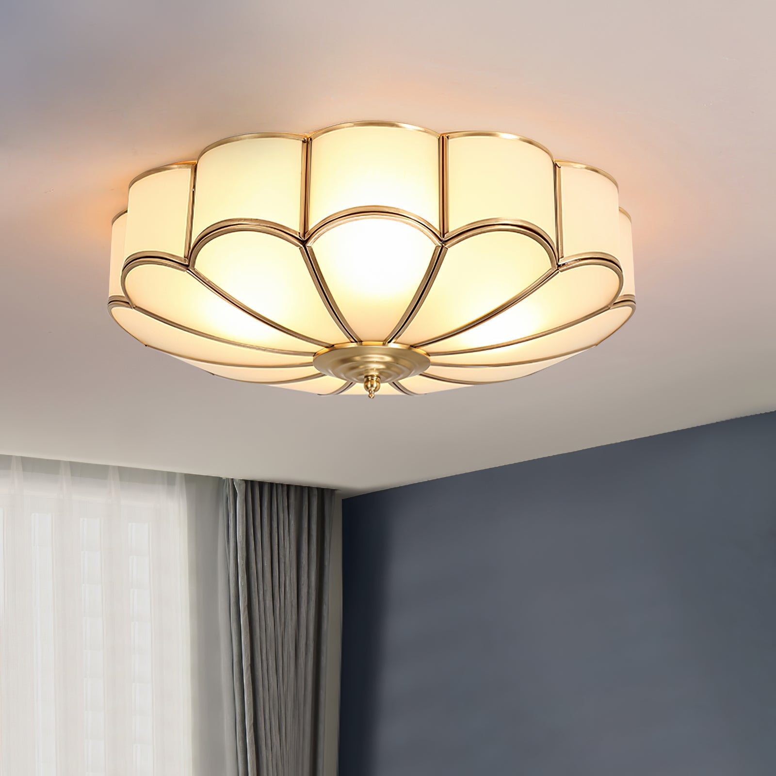 Flower Shape Glass Ceiling Lamp – Decorative Flush Mount Light Fixture