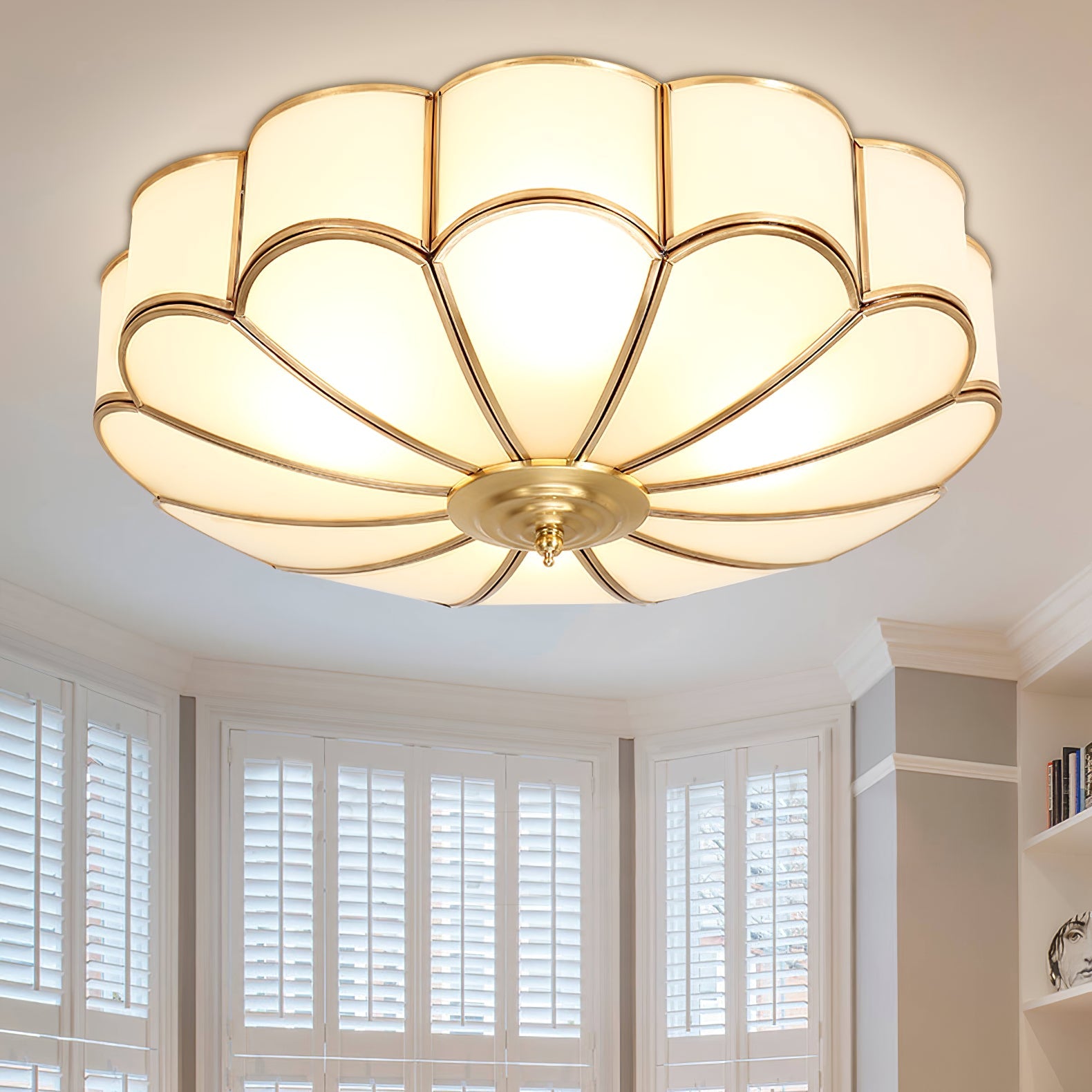 Flower Shape Glass Ceiling Lamp – Decorative Flush Mount Light Fixture