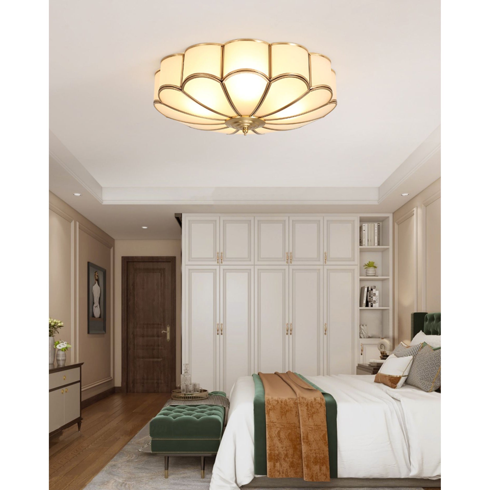 Flower Shape Glass Ceiling Lamp – Decorative Flush Mount Light Fixture