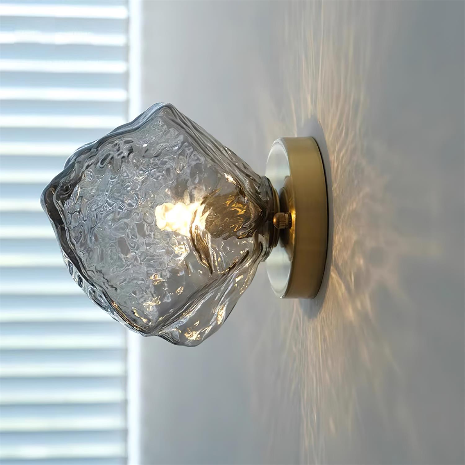 Textured Amber Glass Wall Lamp – Warm Ambient Lighting