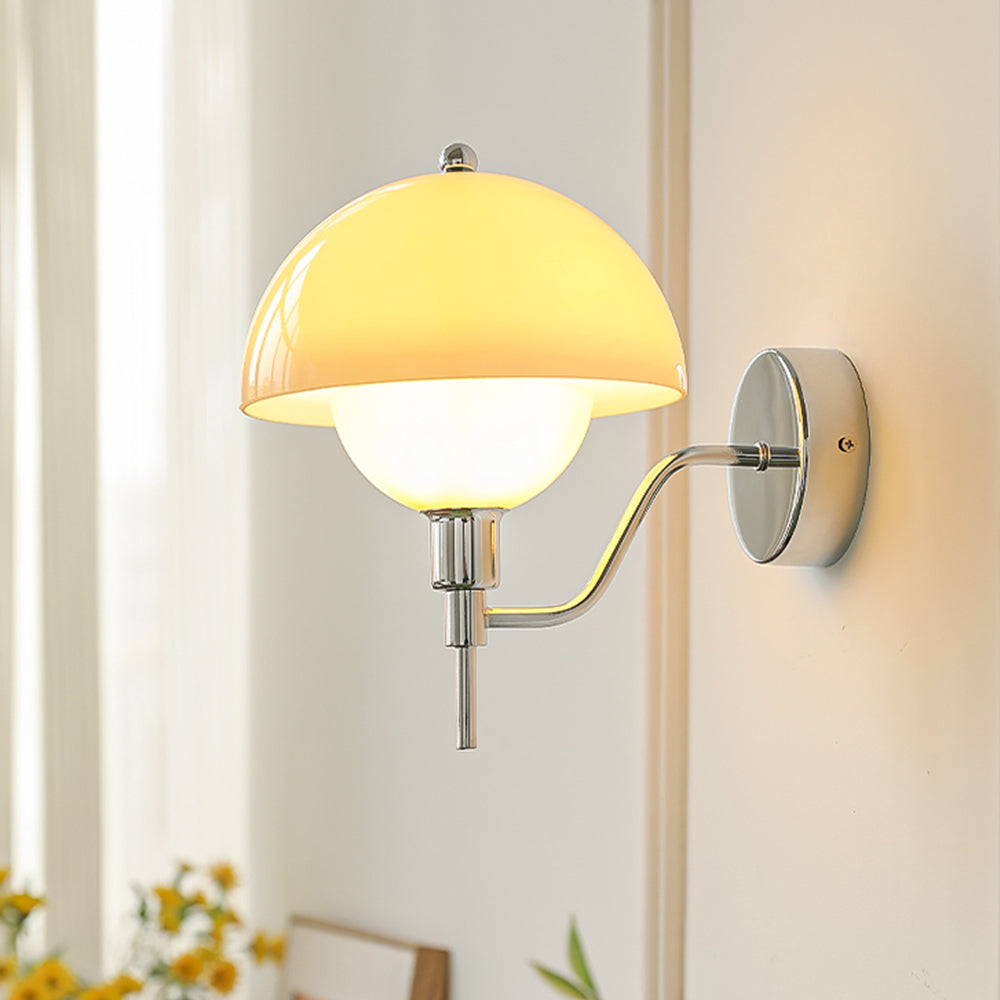 Cream Mushroom-Style Wall Sconce| Minimalist