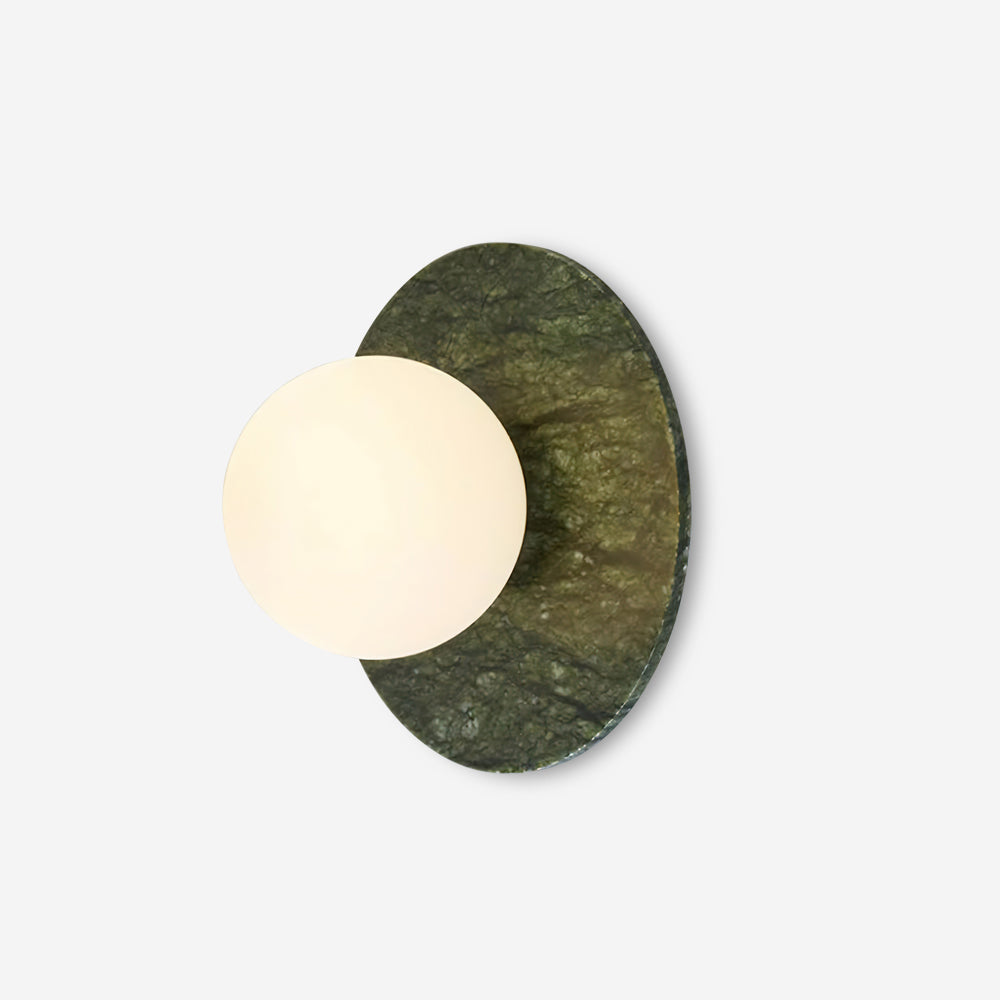 Stylish Green Marble Wall Sconce – Frosted Glass Globe Shade Lamp