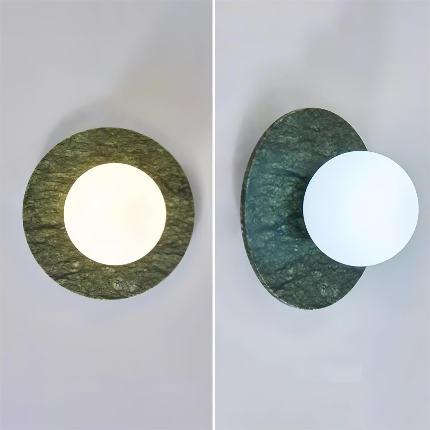 Stylish Green Marble Wall Sconce – Frosted Glass Globe Shade Lamp