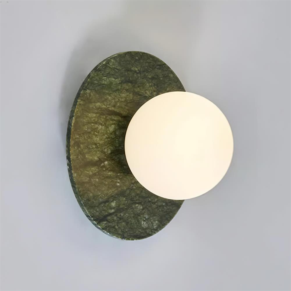 Stylish Green Marble Wall Sconce – Frosted Glass Globe Shade Lamp