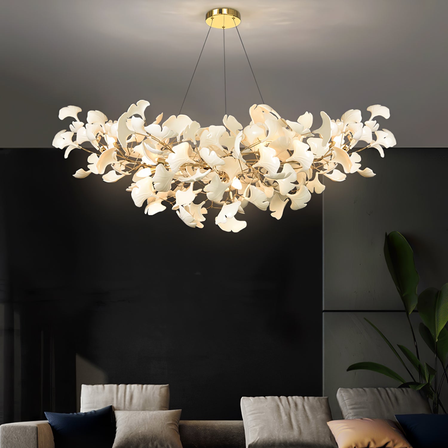 Modern Ceramic Gingko Tree Petal Chandelier