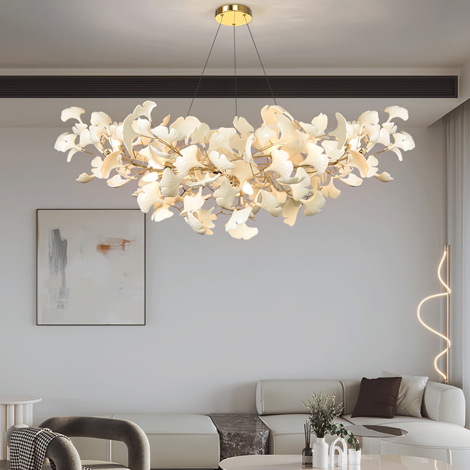 Modern Ceramic Gingko Tree Petal Chandelier