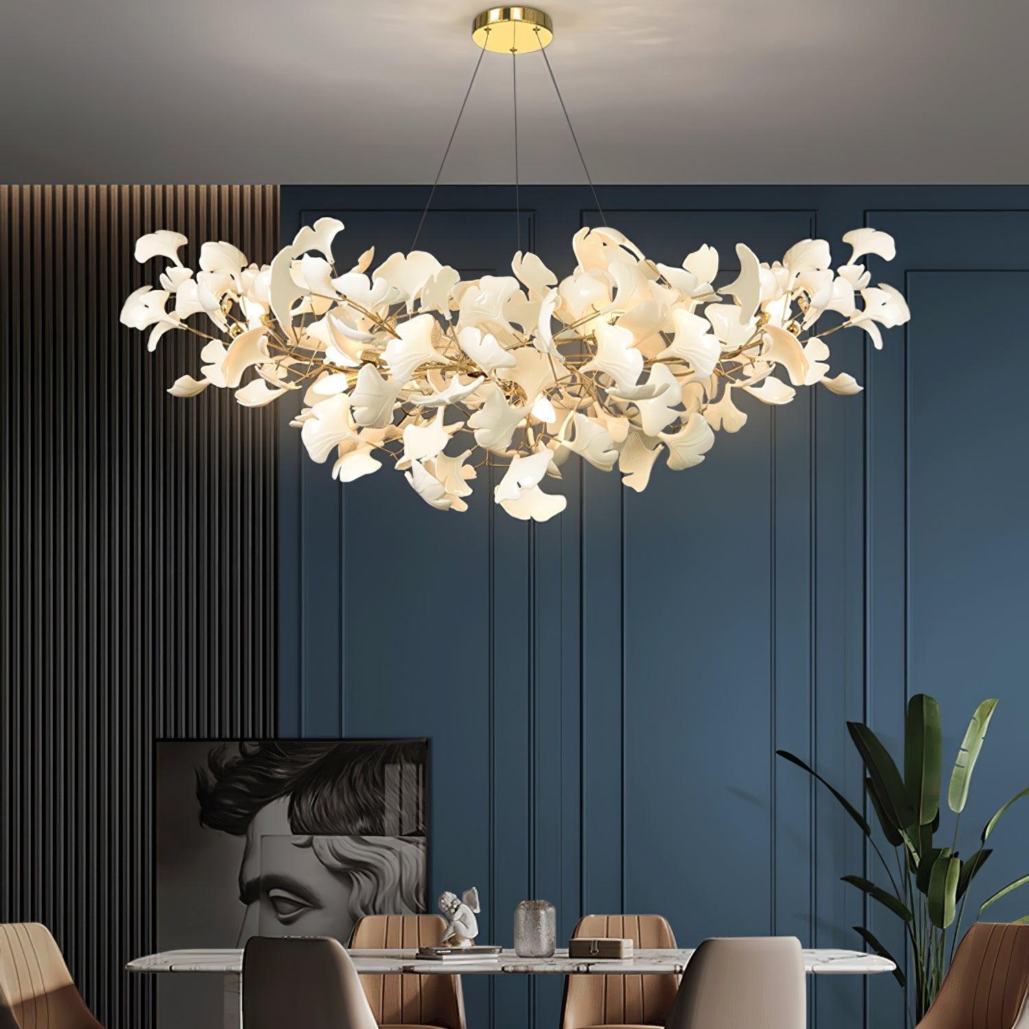 Modern Ceramic Gingko Tree Petal Chandelier