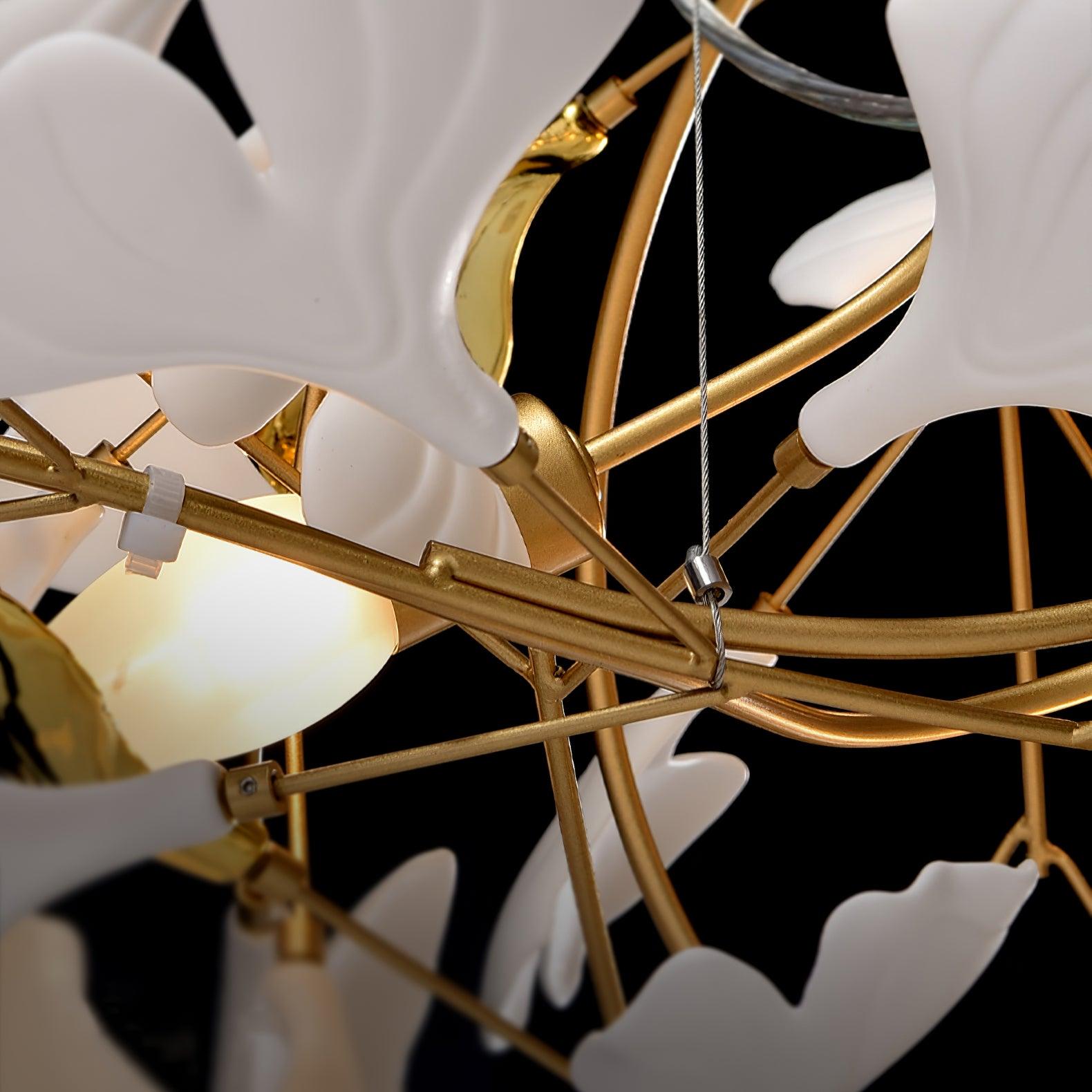 Contemporary Ceramic Gingko Petal Tree Chandelier - Modern Ceiling Lamp