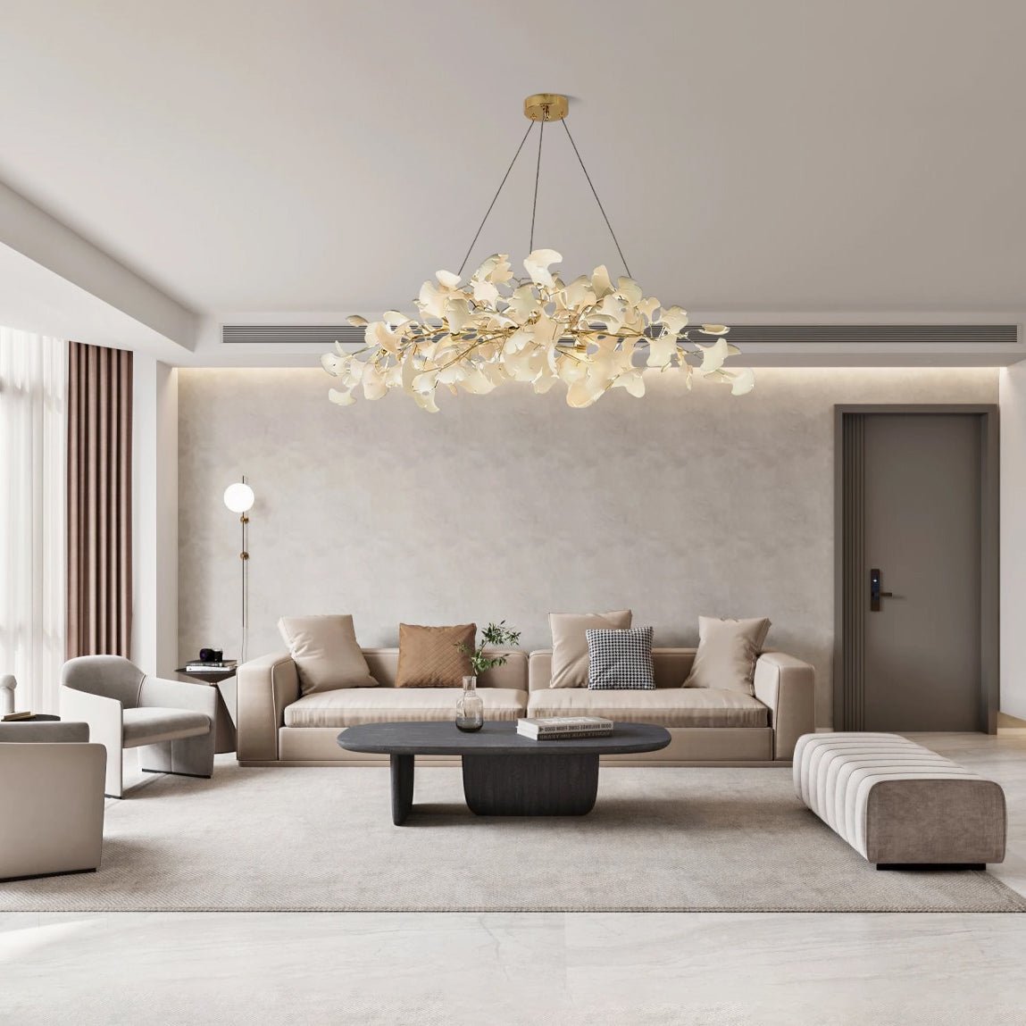Contemporary Ceramic Gingko Petal Tree Chandelier - Modern Ceiling Lamp