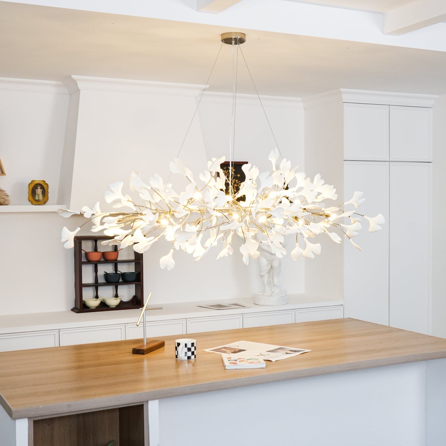 Contemporary Ceramic Gingko Petal Tree Chandelier - Modern Ceiling Lamp