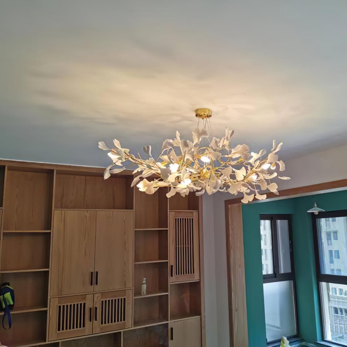 Modern Ceramic Gingko Tree Petal Chandelier