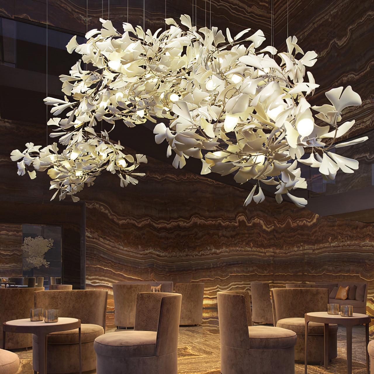 Modern Ceramic Gingko Tree Petal Chandelier