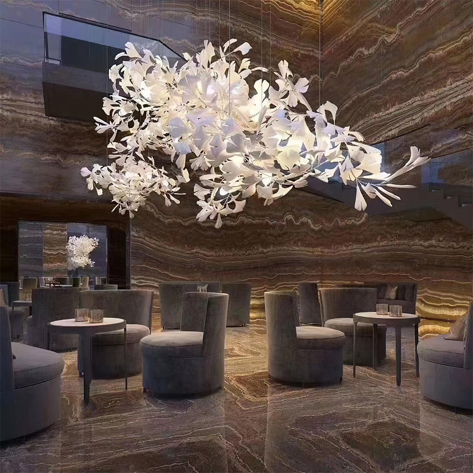 Modern Ceramic Gingko Tree Petal Chandelier