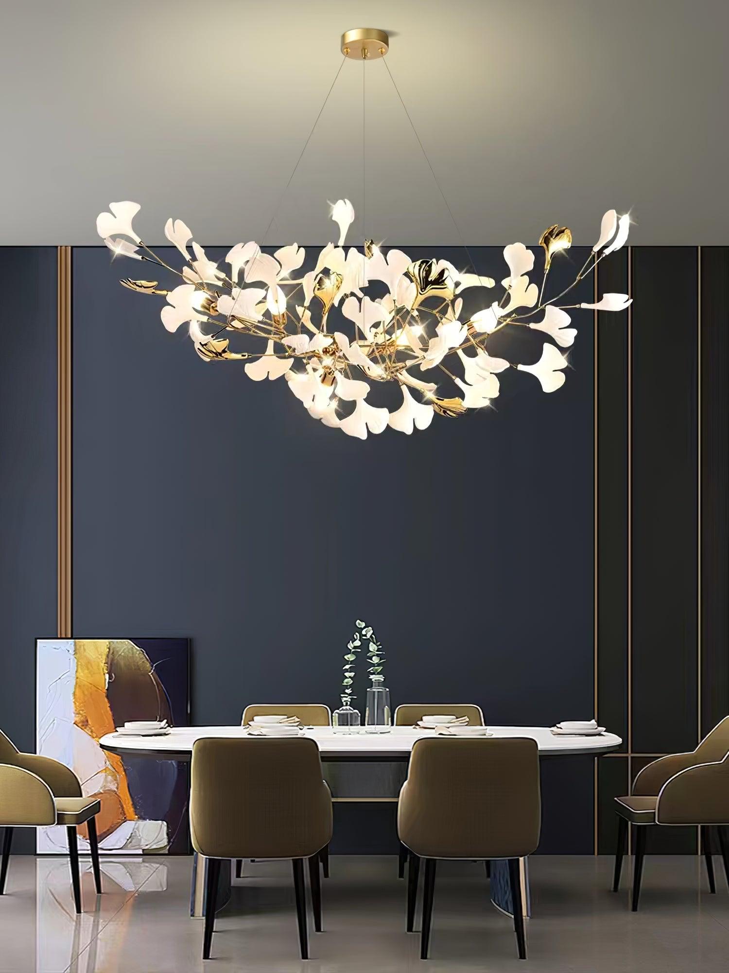 Modern Ceramic Gingko Tree Petal Chandelier