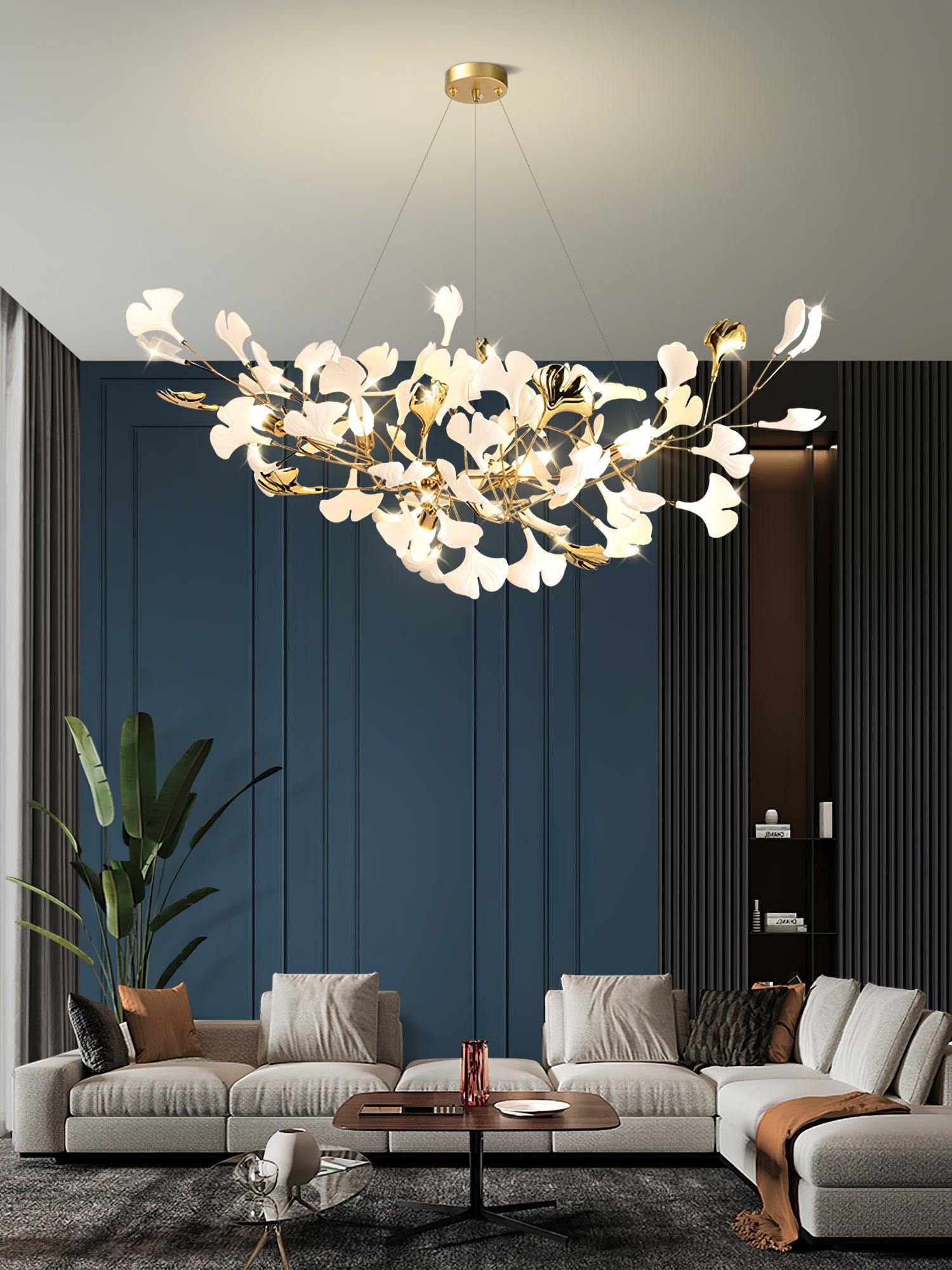 Modern Ceramic Gingko Tree Petal Chandelier