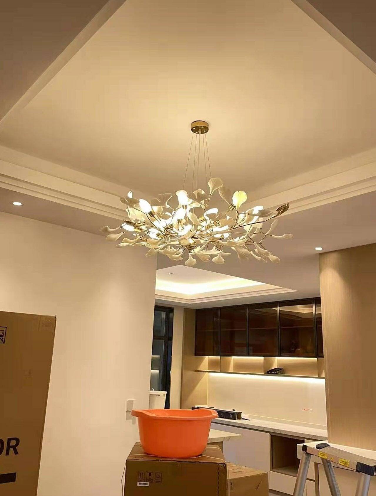 Modern Ceramic Gingko Tree Petal Chandelier