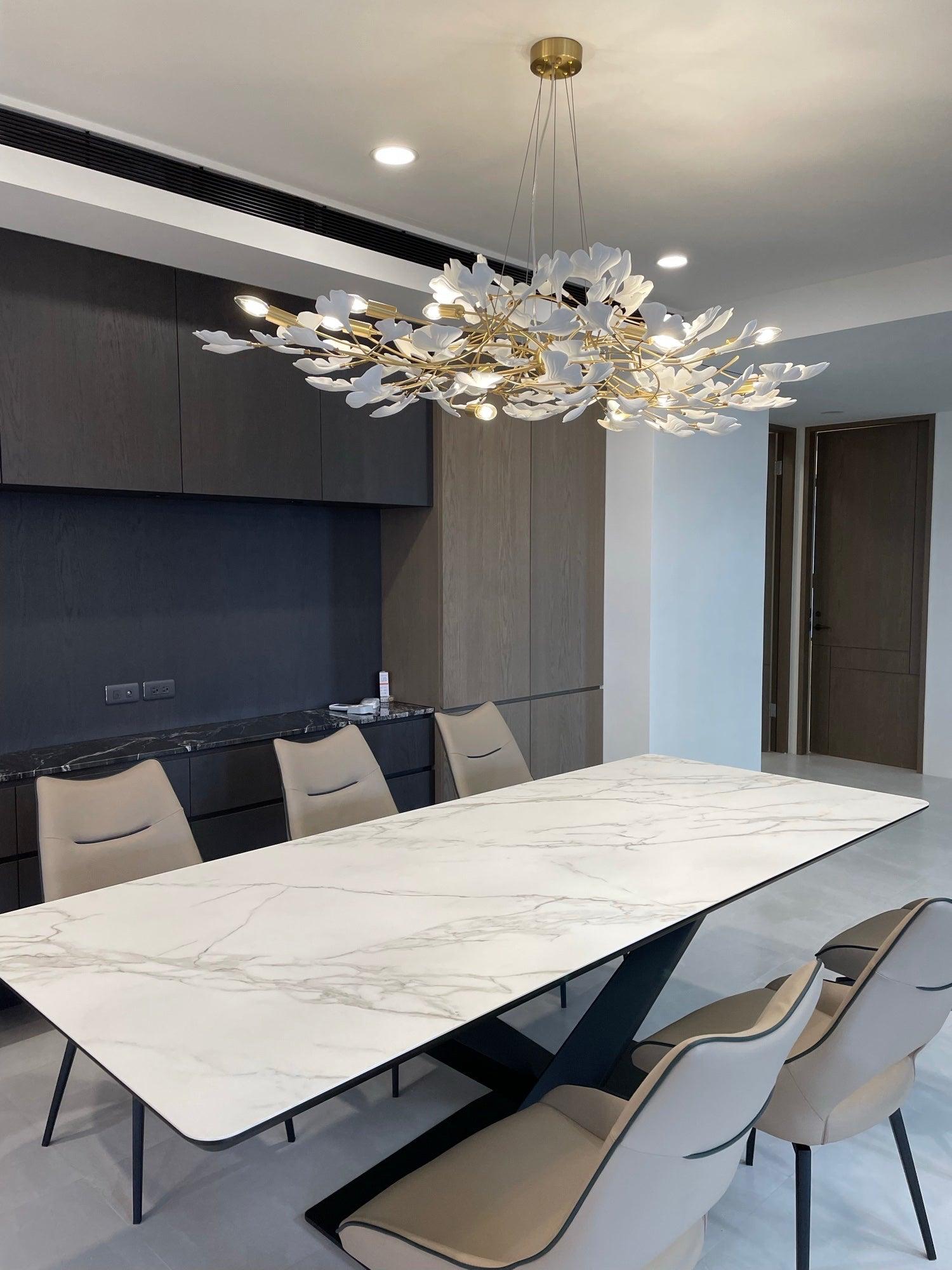 Modern Ceramic Gingko Tree Petal Chandelier