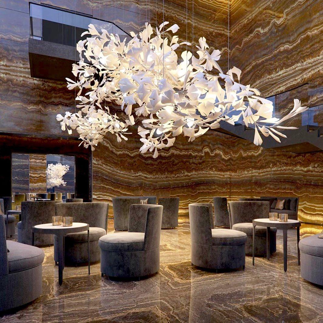 Modern Ceramic Gingko Tree Petal Chandelier