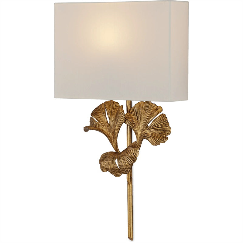 Minimalist Ginkgo Leaf Wall Lamp – Fabric Shade Light